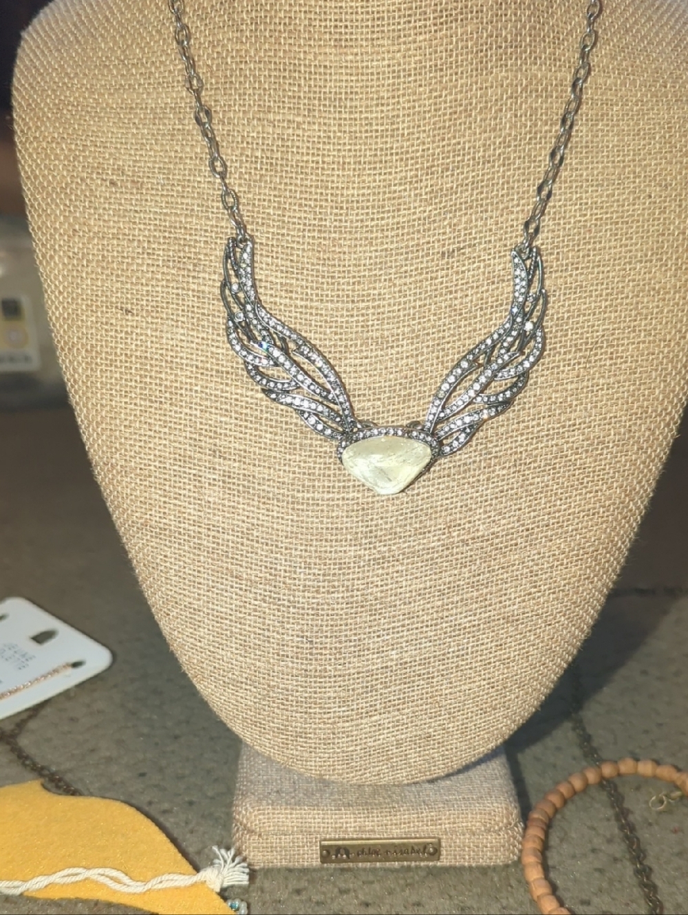 Chloe + Isabel Silver Winged Pendant Necklace with White Stone